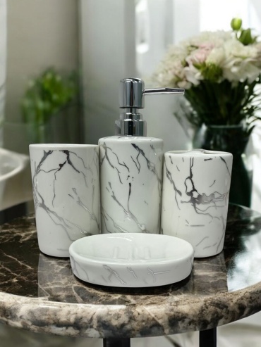 Набор аксессуаров Aks4silver4marble74865-17380 белый, серебристый