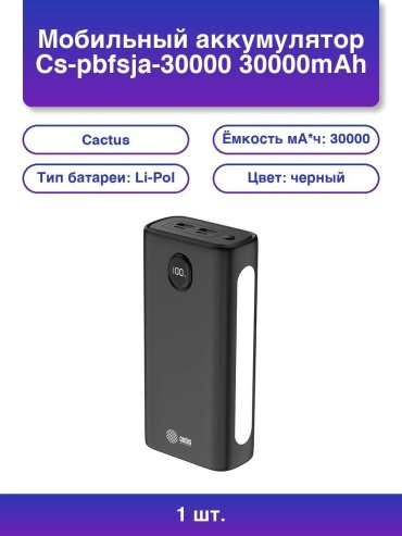 Внешний аккумулятор CACTUS 395069339 10000 мАч черный