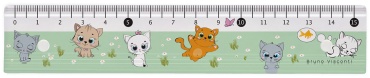 Линейка Bruno Visconti HappyGraphix.Кошечки 45-0011/02, 15 см, 1 шт, пластик, мультиколор