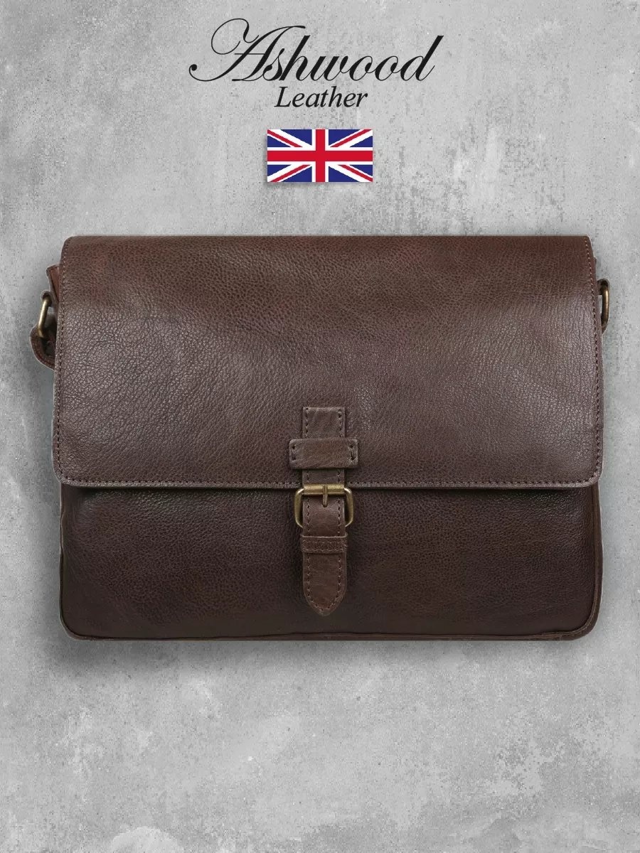 Сумка мессенджер Ashwood Leather натуральная кожа коричневый