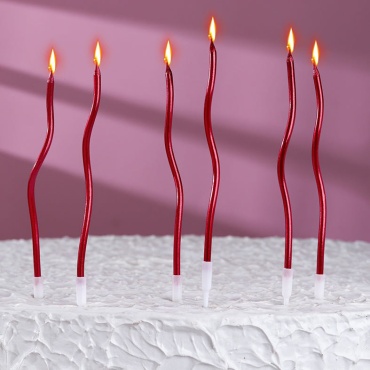 Свеча Happy birthday спираль, 6 шт 11.5 см