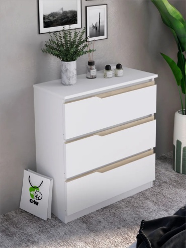 Комод ADKmebel Garino14, 69x34x76 см, белый, бежевый