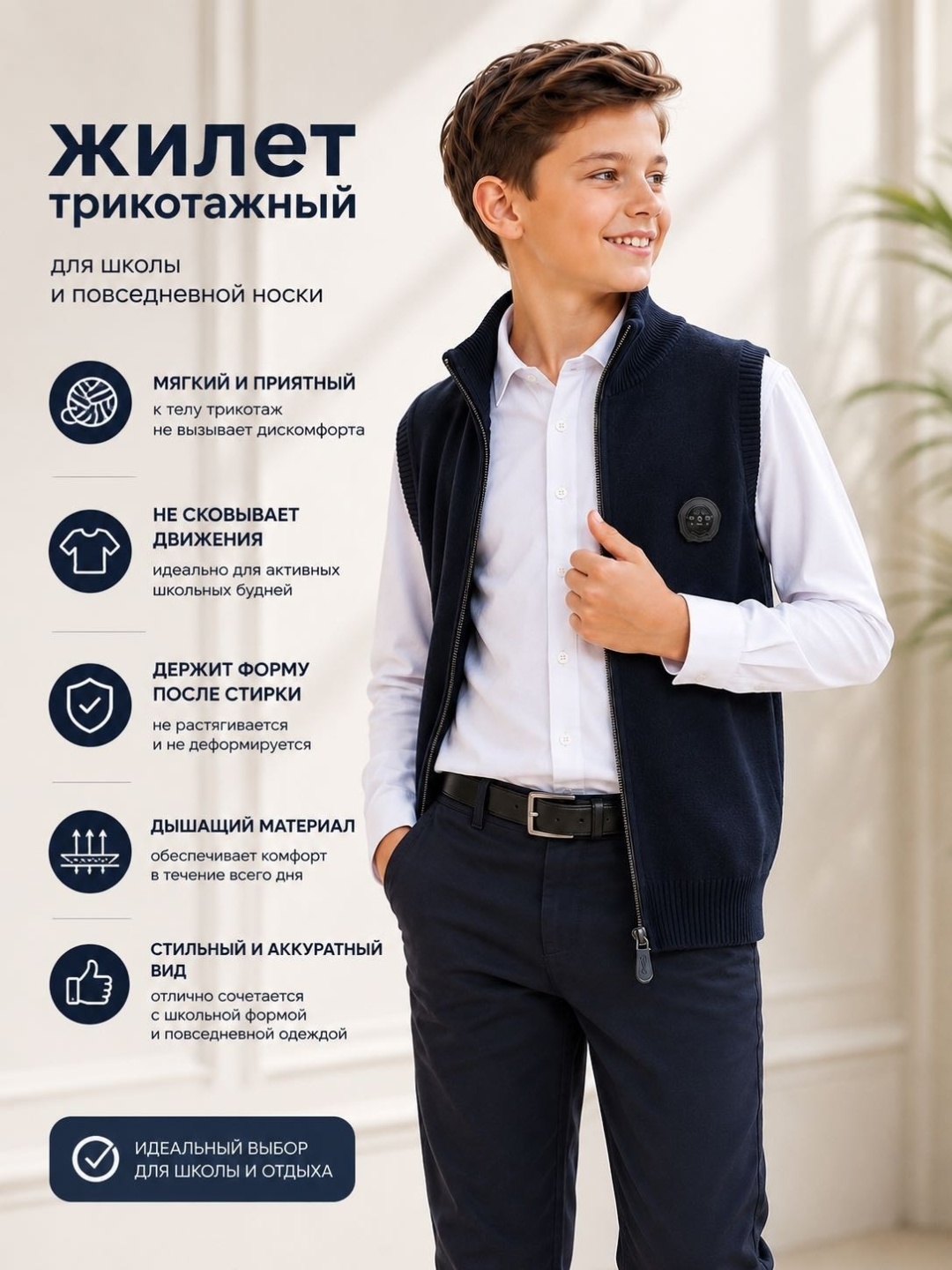 Школьный жилет синий