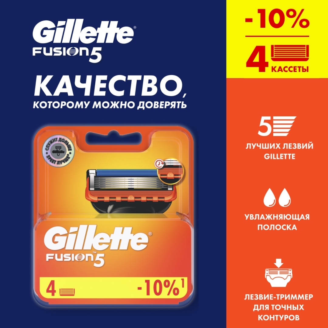 Gillette Fusion5 сменные кассеты 4 шт