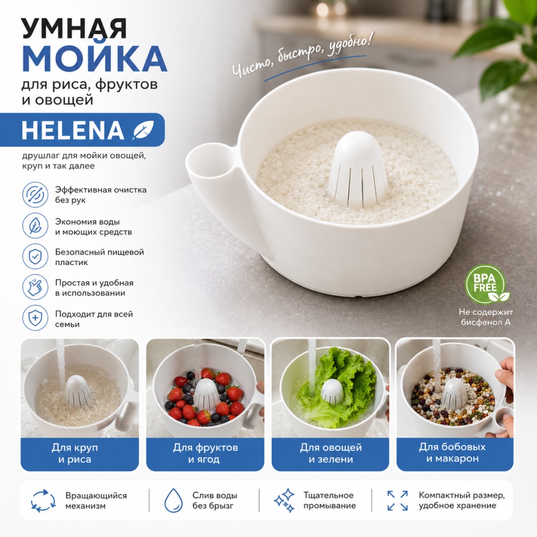 Миска-дуршлаг друшлаг для мойки овощей 11843018_650876415 16 см пластик, 2 л 1 шт
