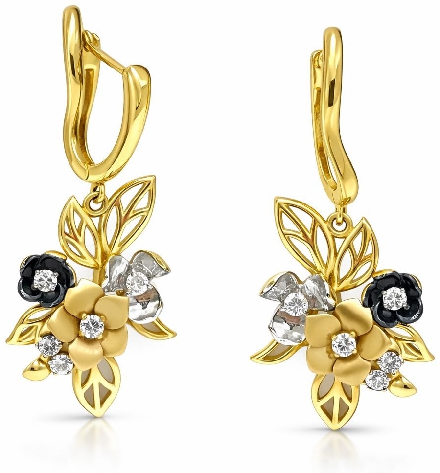 Серьги Italian Gold 86542467 вес 9.55 г золото, фианит