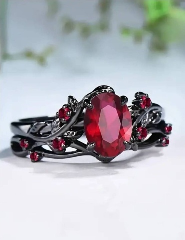Кольцо Lux Мастерская Магии Кольцо двойное black/red 19 размер регулируемый бижутерный сплав, кварцит, черный