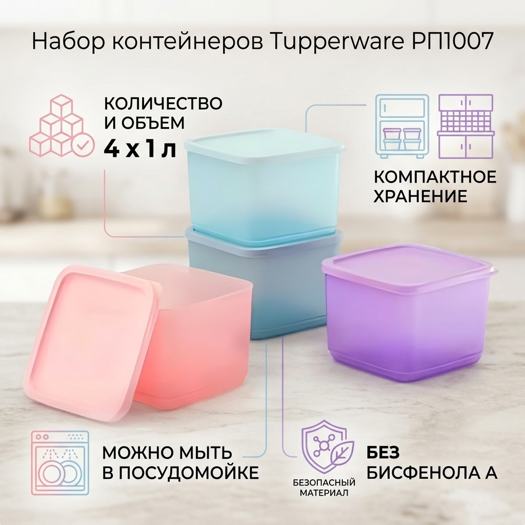 Tupperware набор контейнеров РП1007 4 шт, полипропилен