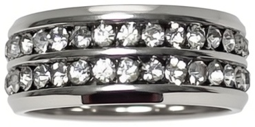 Кольцо Fashion Jewellery 765444 размер 21 нержавеющая сталь, фианит, серебристый