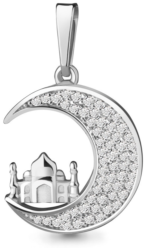 Подвеска AQUAMARINE 64318 Полумесяц вес 1.86 г серебро, фианит