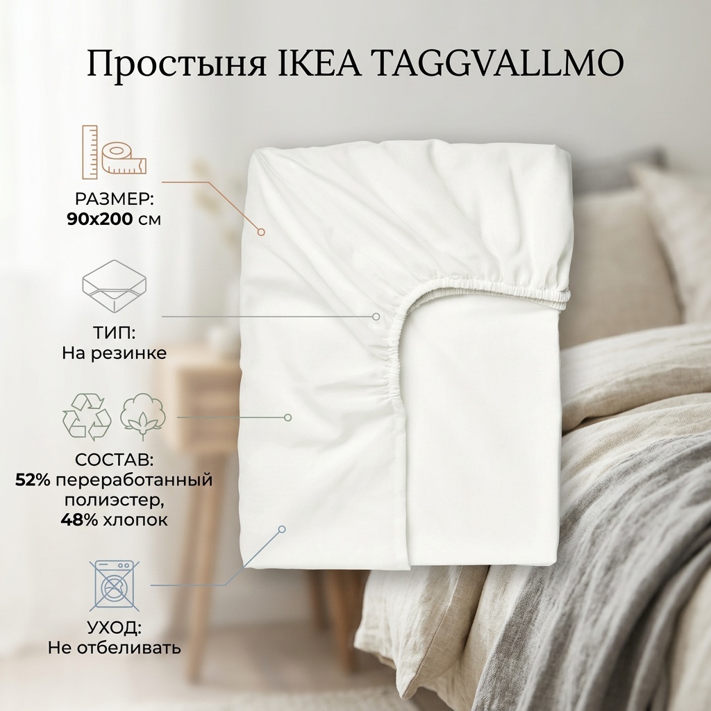 Простыня IKEA 90x200, хлопок