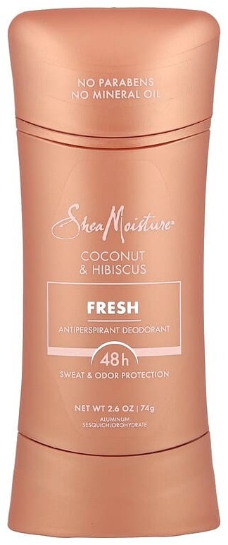 SheaMoisture Дезодорант-антиперспирант, свежий, с кокосом и гибискусом, 74 г (2,6 унции) дезодорант для женщин 74 г
