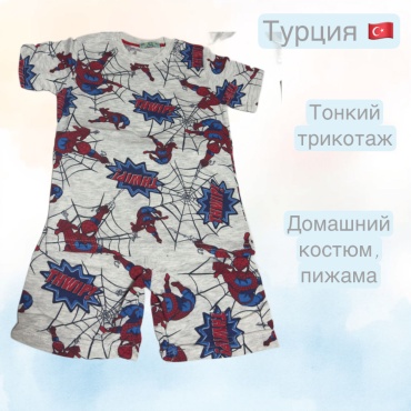 Пижама Человек-паук серый, красный