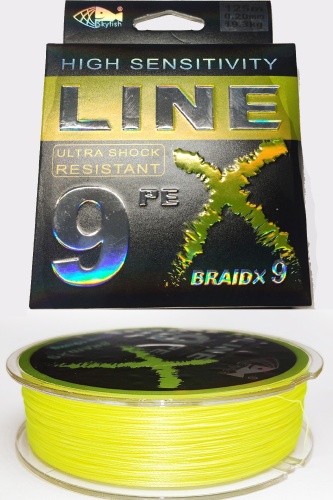 Леска SkyFish плетеная Ultra Shock X9 0.16 мм 125 м 9-жильная 0.16 мм желтый