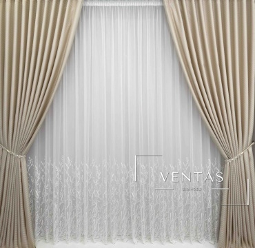 Комплект VENTAS 300x270 см 2 шт, лен, жаккард, белый, бежевый, молочный
