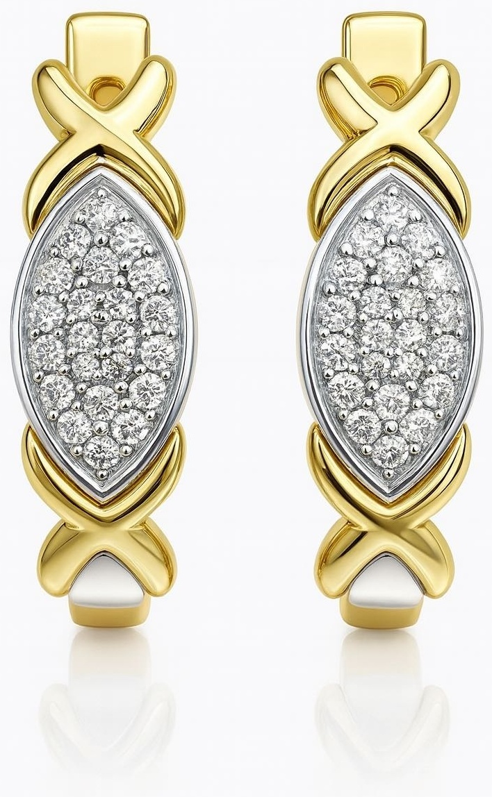 Серьги Italian Gold 654567 вес 3.19 г золото, бриллиант