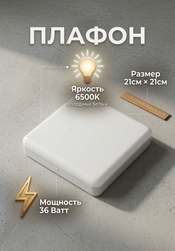 FUR HOUSE плафон FH PL-SQ36W-B6500K, пластик