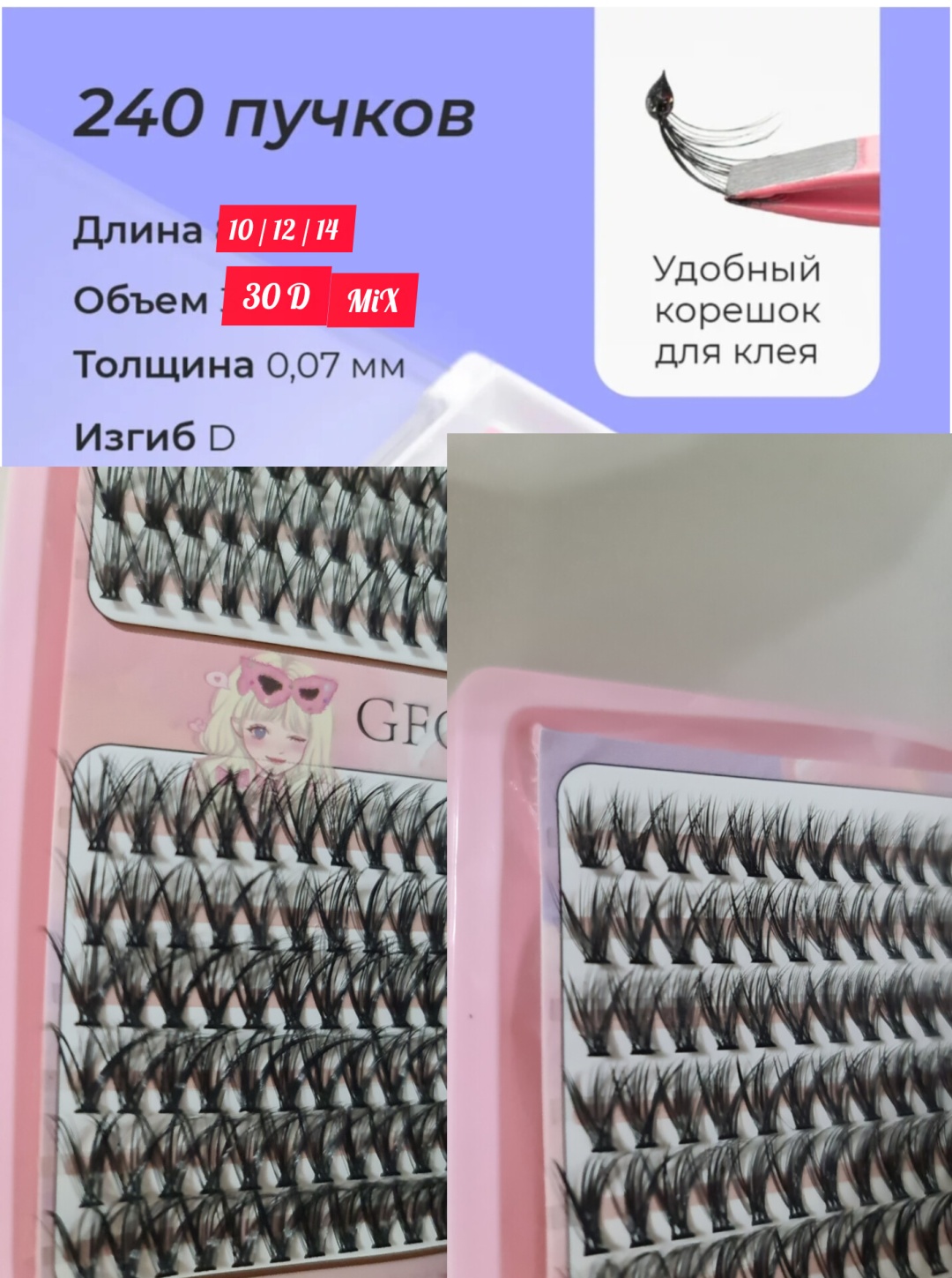 Пучковые 30D D 0.07 мм черный 10 мм, 12 мм, 14 мм