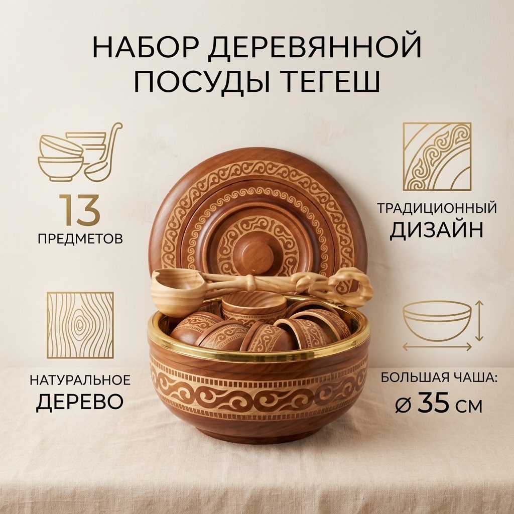 Тегеш 35х35 см, дерево, 13 шт
