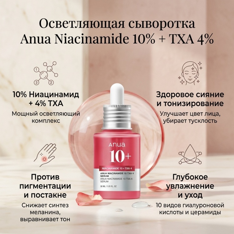 Anua сыворотка Niacinamide 10% + TXA 4% для лица 30 мл
