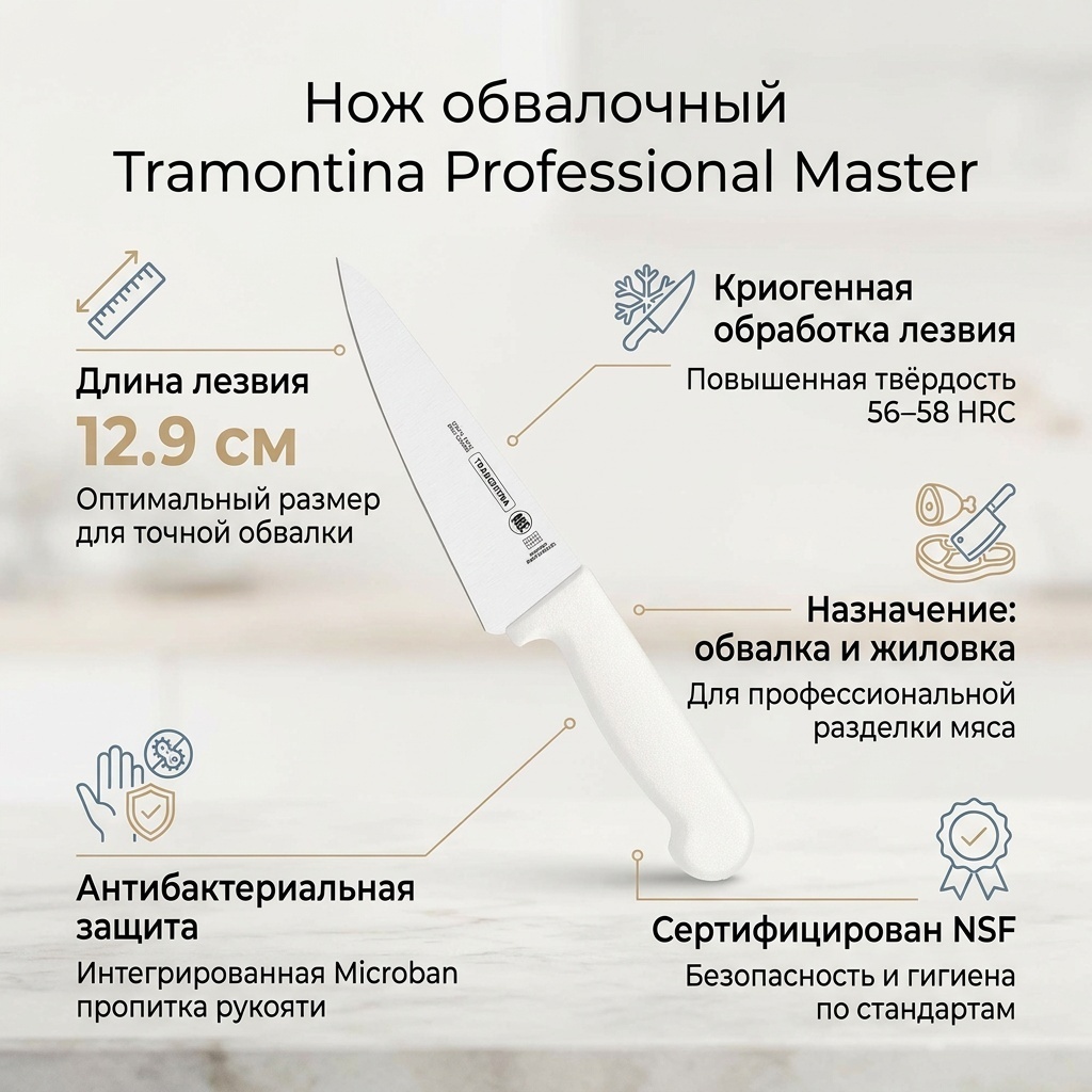 Нож для овощей и фруктов Tramontina, лезвие: нержавеющая сталь 1 шт