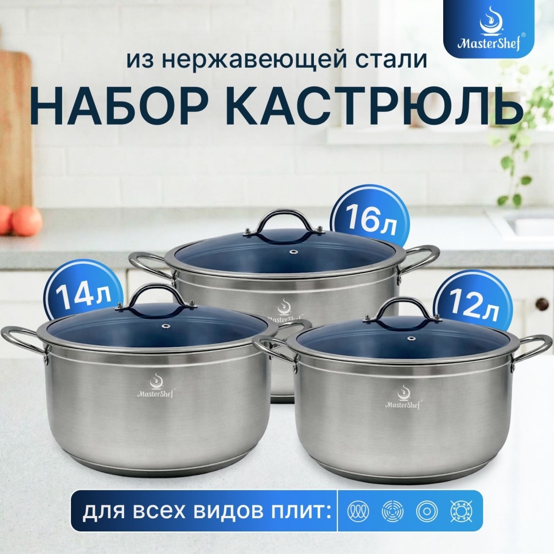 Набор кастрюль MasterShef 6 в 1
