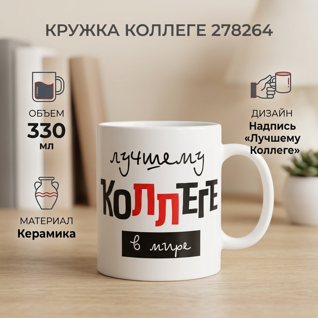 Кружка «Коллеге», 330 мл, керамика, 1 шт.