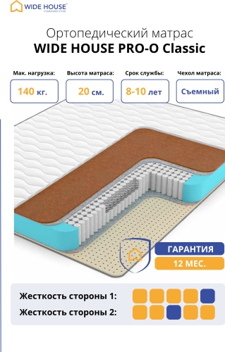Матрас WIDE HOUSE PRO-O Classic, 80x200x20 см