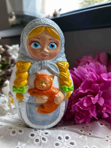Ароматическая свеча ASOMi Машенька и котик 13 см, 1 шт белый, оранжевый, мультиколор