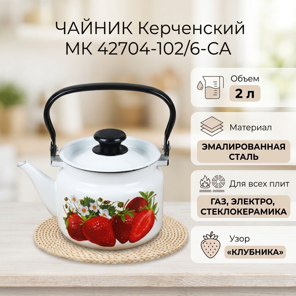 Керченский МК чайник 42704-102/6-СА 2 л, эмалированная сталь