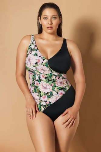 Купальник слитный Rosme lingerie черный, мультиколор
