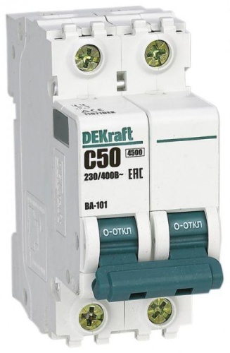 DEKraft автоматический выключатель 2P 50 A, 4.5 кА, 220 В