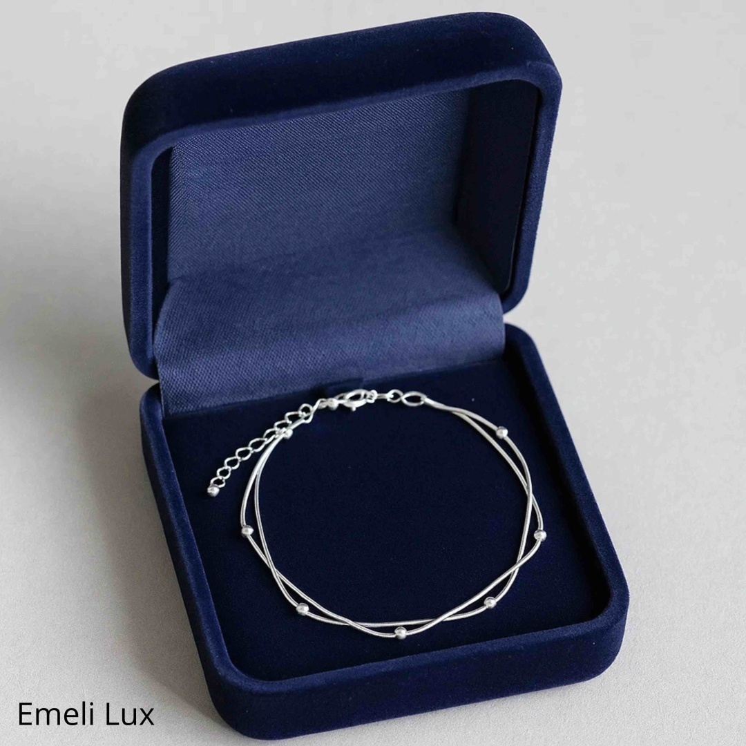 Браслет Emeli lux 46890 длина 20 см, вес 2.7 г серебро, сплав покрытый серебром 925, плетение венецианское
