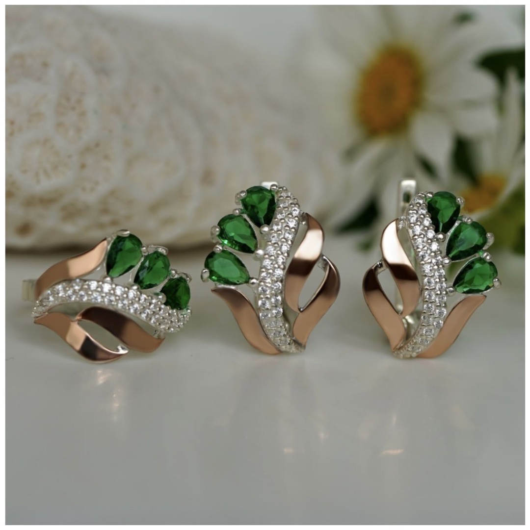 EREKSHEM 832719261 вес 10 г серебро, фианит, изумруд