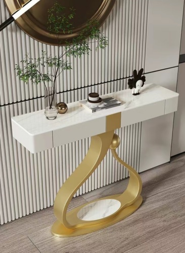 Консоль 0269ck, 80х35x92 см, белый, золотой