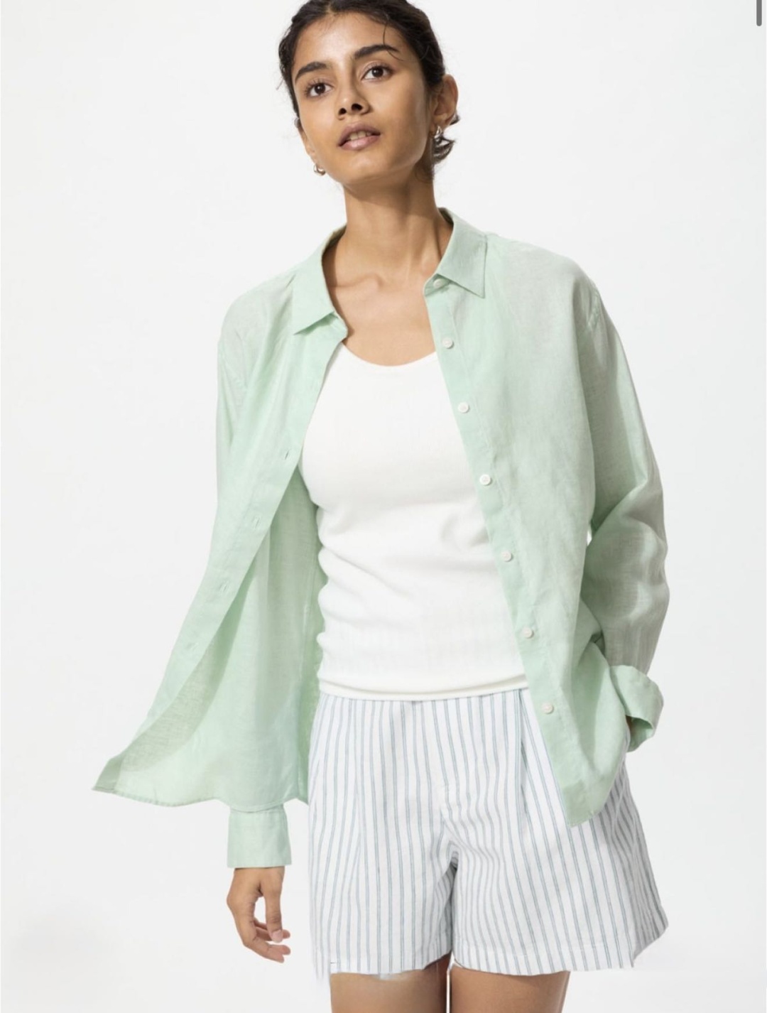 Рубашка Uniqlo светло-зеленый