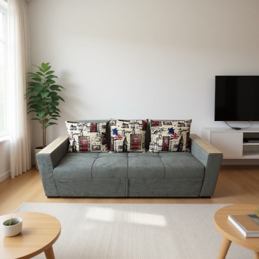 Диван Xan Mebel 1, 210х90 см, обивка ткань, серый