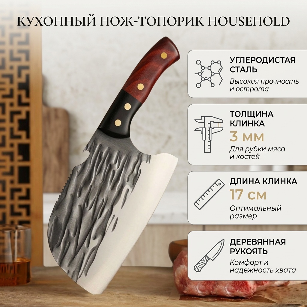 Тесак Household 55485, лезвие: углеродистая сталь 1 шт