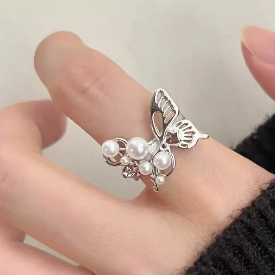 Кольцо BGL STORE Кольцо 07 размер регулируемый бижутерный сплав, синтетический жемчуг, серебристый