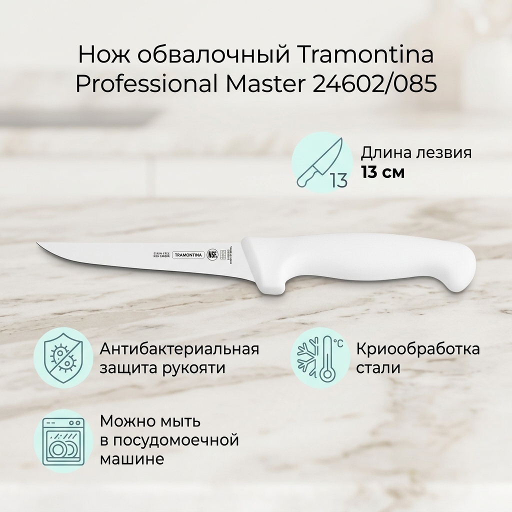 Нож обвалочный Tramontina, лезвие: нержавеющая сталь 1 шт
