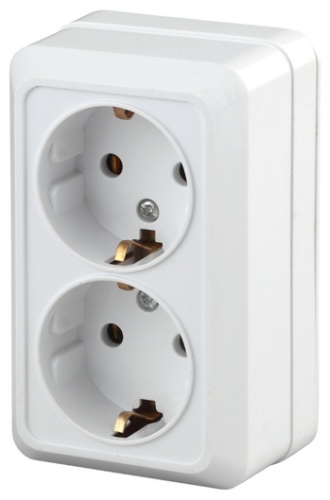 Розетка ЭРА 2-204-01 Intro 2х2Р+Е,Schuko 16А-250В,IP20. ОУ, Quadro, белый