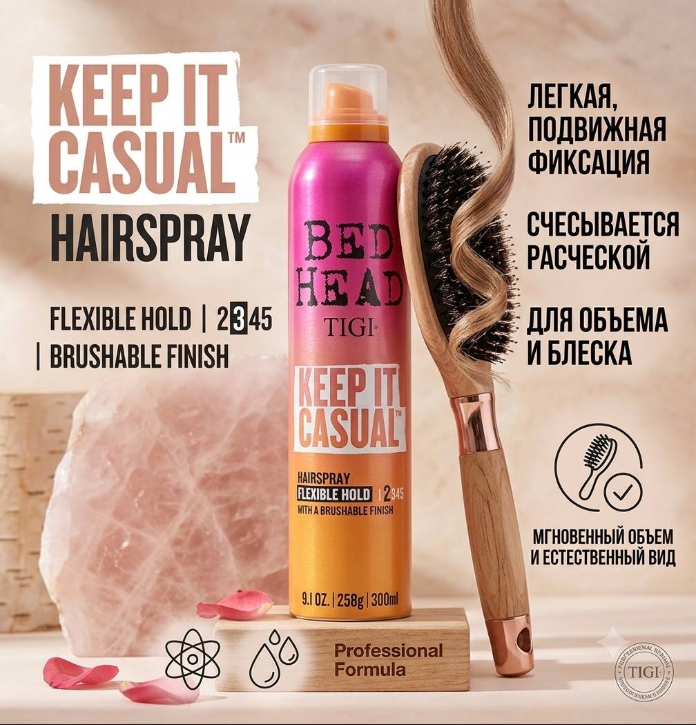 TIGI Лак для волос легкой фиксации Bed Head Keep It Casual Hairspray лак средняя фиксация 300 мл