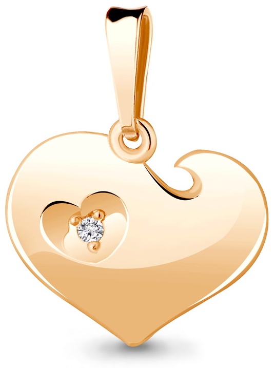 Подвеска AQUAMARINE 65871 сердце вес 0.7 г серебро, фианит
