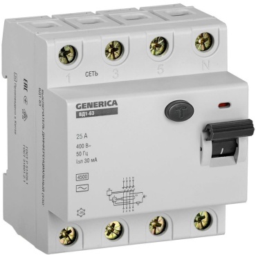 Дифференциальный автомат GENERICA AC 25 30 мА класс AC