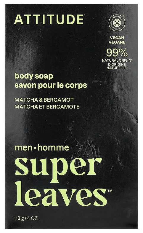 Кусковое мыло туалетное ATTITUDE Super Leaves Матча и бергамот 113 г