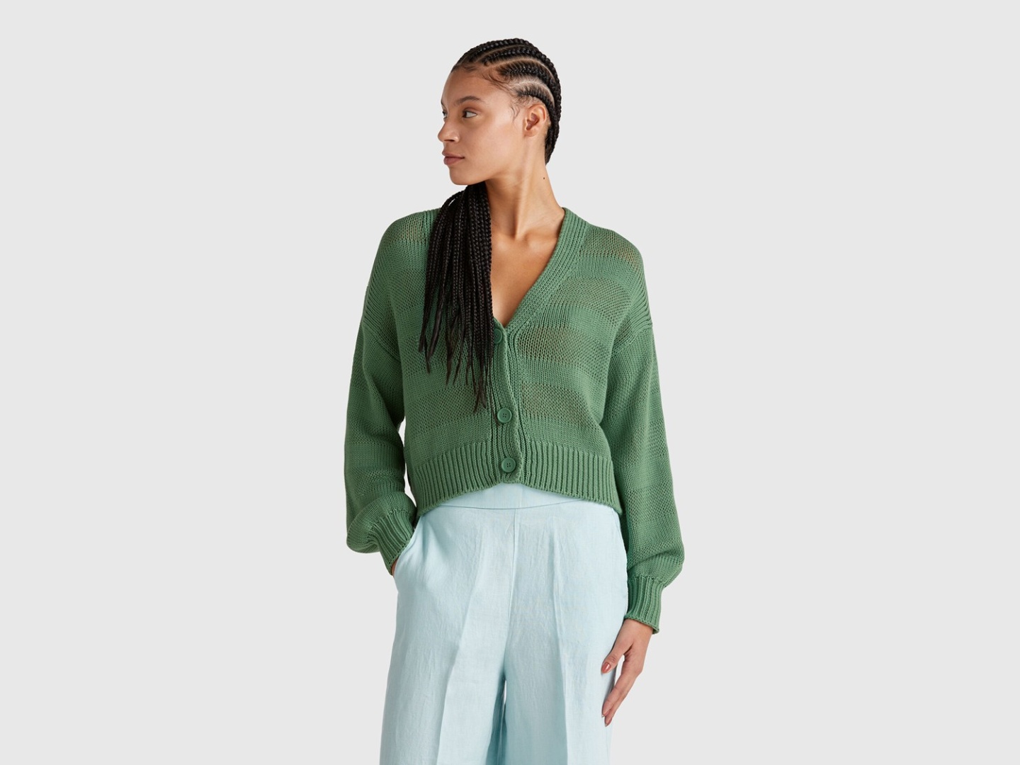 Кардиган UNITED COLORS OF BENETTON зеленый
