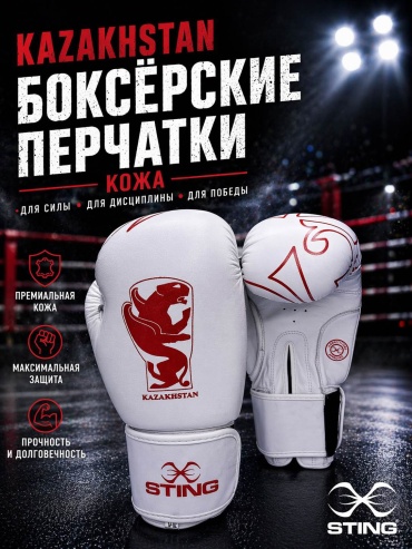 Боксерские перчатки STING 12 oz белый, красный