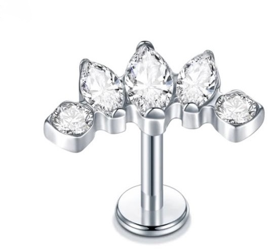 Лабрет CREO jewelry титановый сплав, цирконий, 1.2*8мм