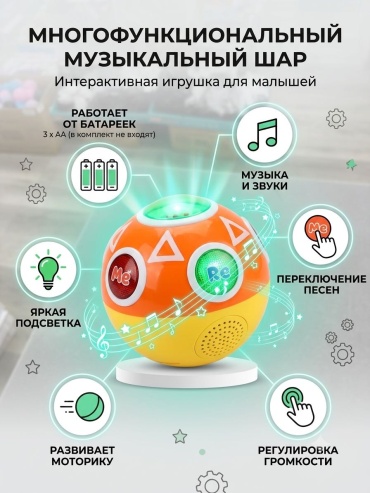 Интерактивная игрушка SafiTau Многофункциональный музыкальный шар