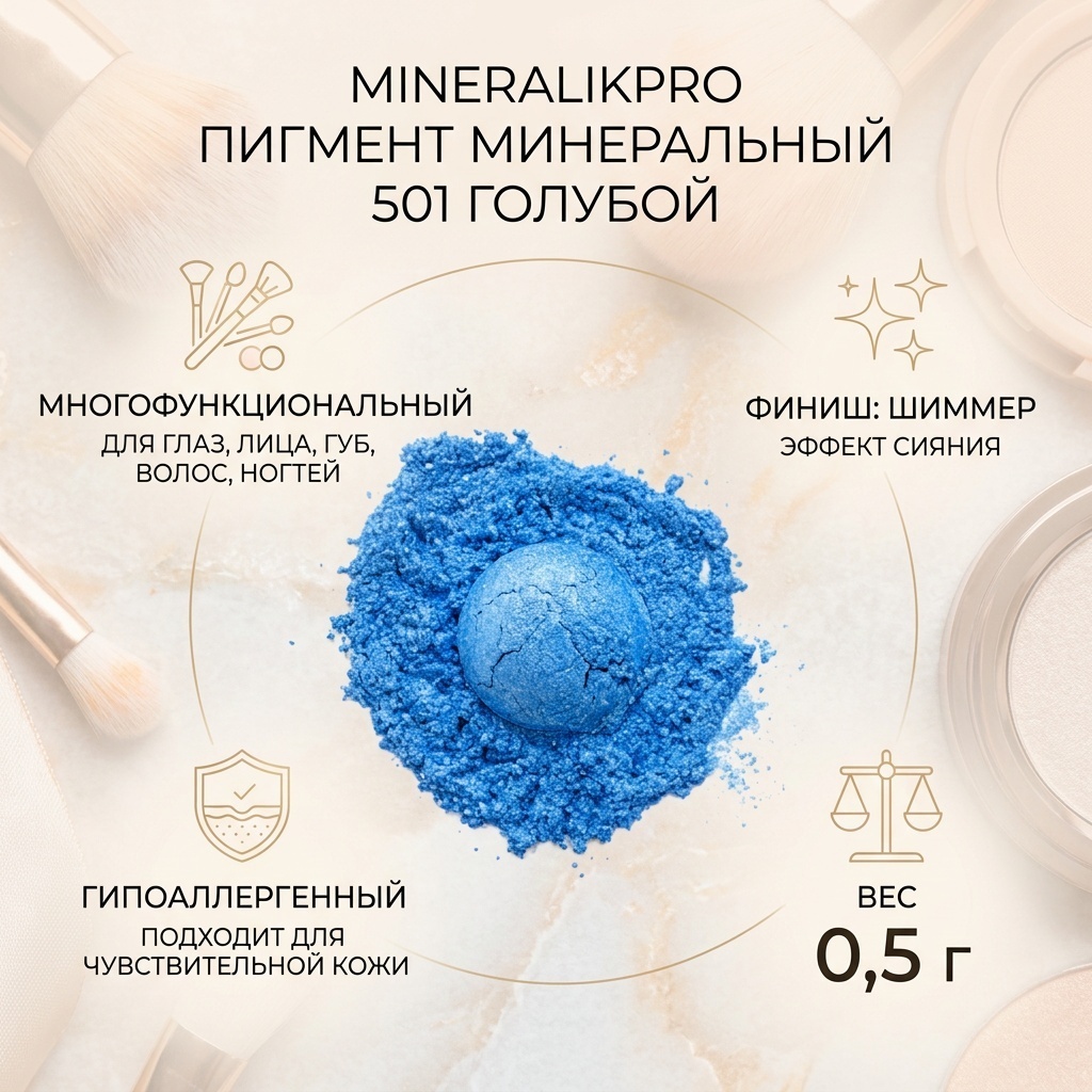 MineralikPRO пигмент рассыпчатые Пигмент косметический минеральный 501 голубой